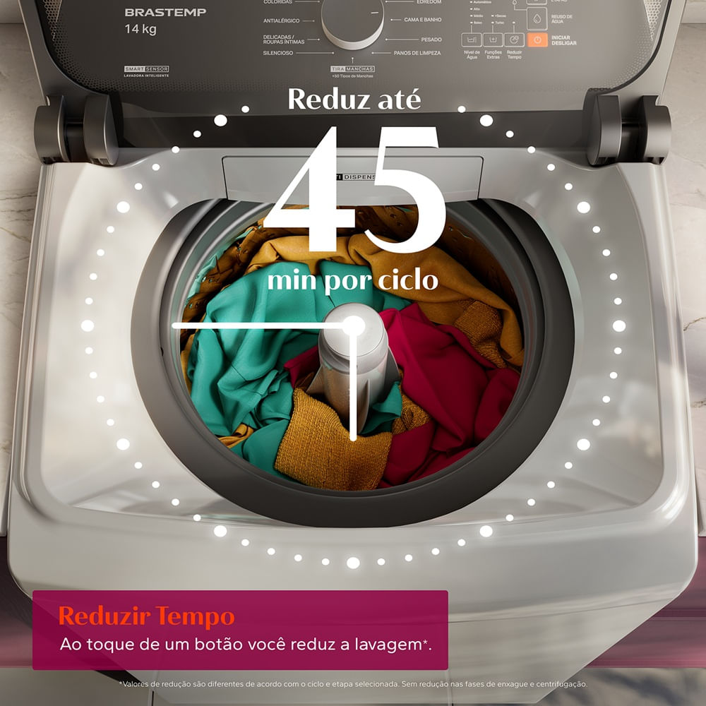 Lavadora de Roupas Brastemp 14Kg Smart Sensor Branca BWJ14AB - 220 Volts - Imagem 11